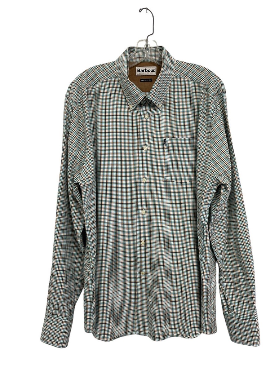 Barbour Mens XL Elwood Plaid Long Sleeve Button Down Shirt Tailored Fit