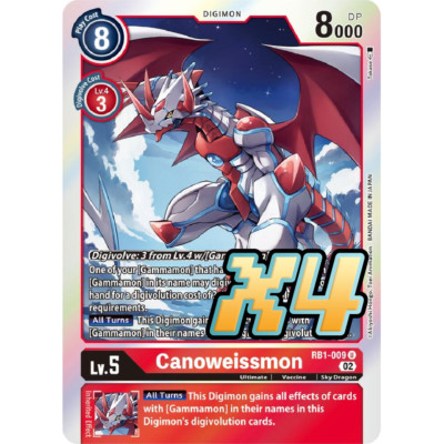 4x Canoweissmon RB1-009 Uncommon Resurgence Booster NM Digimon CCG