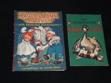 Raggedy Ann & Andy Book Julian Wehr 1944 & Mother Goose Vintage Books [fa102]