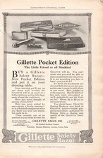1915 MAGAZINE PRINT AD - Gillette Safety Razor- Pocket addition