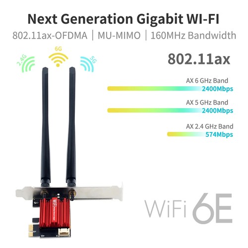 AX210 PCIE Wifi Adapter 5400Mbps Wireless Ethernet Network Card BT 2.4G/5G/6GHz - Picture 3 of 8