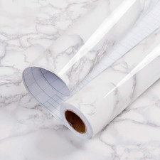 Glossy Marble Peel Stick Wallpaper 11.8" X 78.7" Vinyl Removable Thick