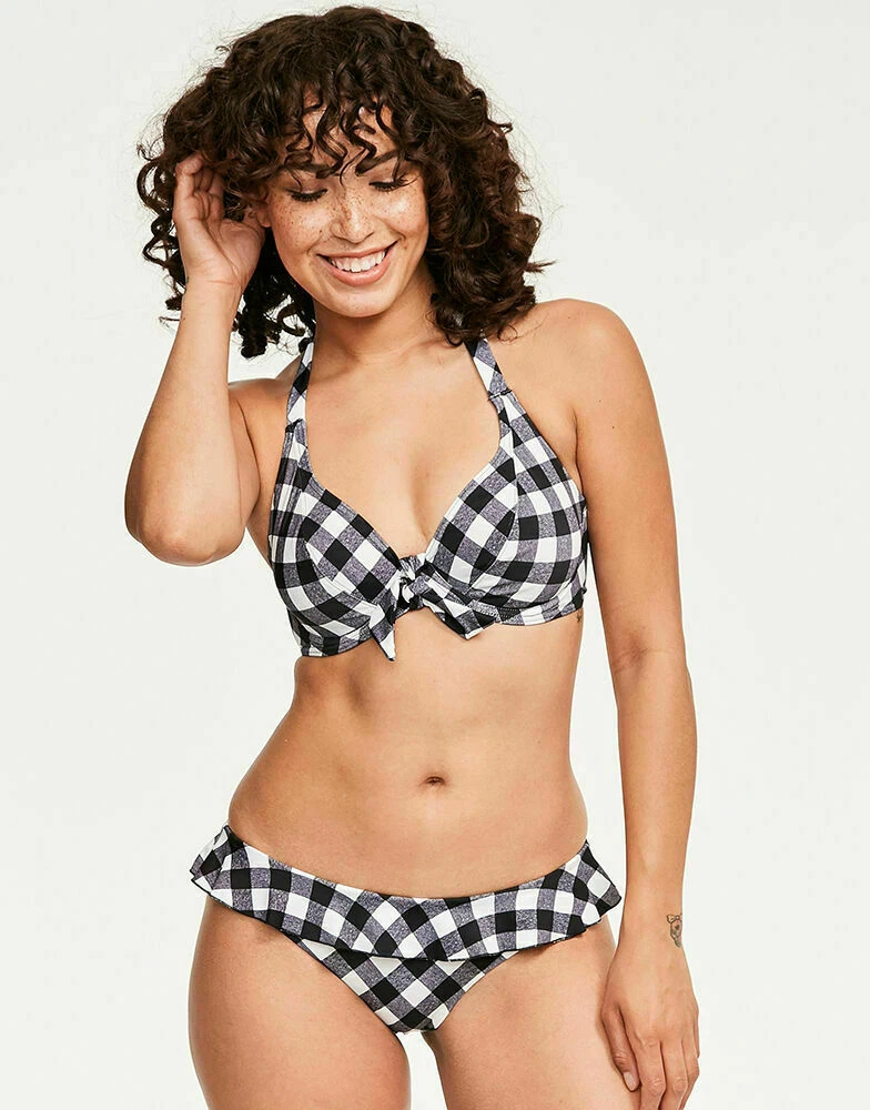 FREYA~TOTALLY CHECK HALTERNECK STYLE BIKINI BRA SET+ ITALINI FRILL/ CLASSIC  PANT