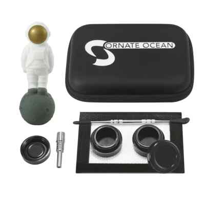Ornate Ocean Silicone Honey Straw 5.9'' Wax Carving Travel Kit - Astronaut White