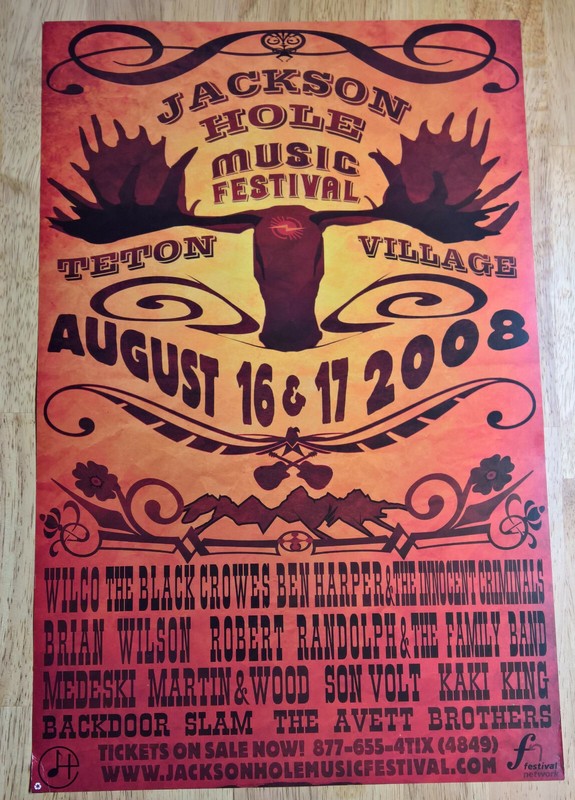Original 2008 Jackson Hole Music Festival 11x17 Poster + free 4x6 Event Handbill