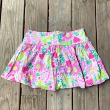 Girls LILLY PULITZER Pink Sunflower Floral Print Cotton Ruffle Mini Skirt 14