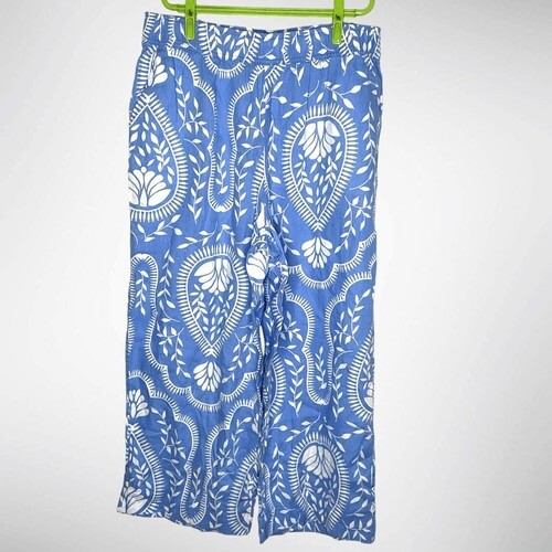 NWOT Joie 100% Linen Pull On High Waist Wide Leg Pants Women Size M Blue/White - Picture 8 of 10