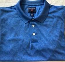 SADDLEBRED Men  s Size Large Medium Blue Short Sleeve Polo Shirt 100 Polyester