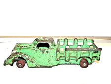Vintage Hubley Cast Iron Stake Truck 2217 USA 5 1/2" Needs tires 2 wood rims