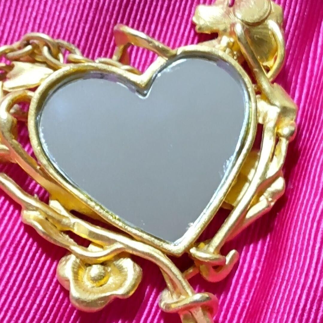 Christian Lacroix Chain Pendant Mirror Heart Design Vintage Christian Lacroix Chain Pendant Mirror Heart Design Vintage