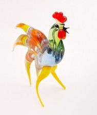 Murano Style Art Glass Rooster Figurine - Colorful