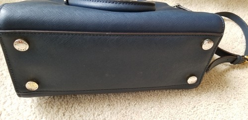 Michael Kors Selma Medium Blue Leather Satchel Shoulder Cross Shoulder Bag - Picture 13 of 13