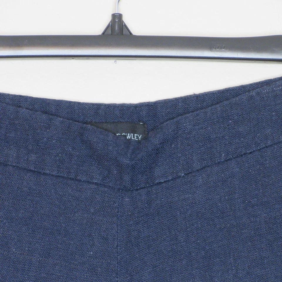 Pantalones cortos para mujer Cynthia Rowley dobladillo festoneado mezcla de lino cremallera lateral azul marino 4 B15 Foto 2 de 4