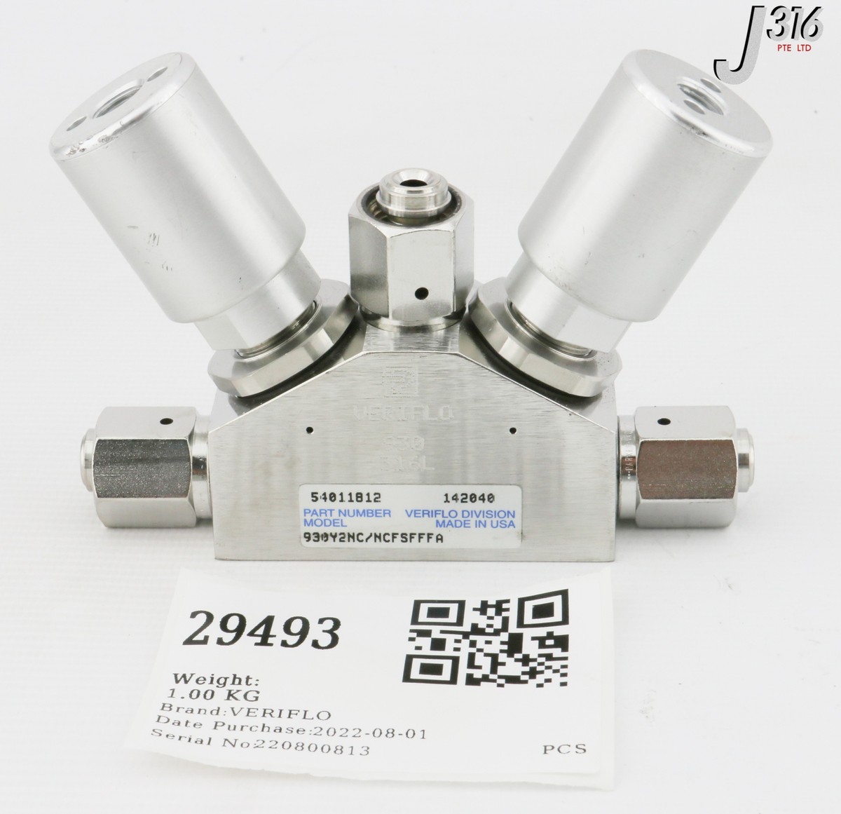 29493 VERIFLO HIGH PURITY MANIFOLD VALVE, 54011812 930Y2NC 29493 VERIFLO HIGH PURITY MANIFOLD VALVE, 54011812 930Y2NC