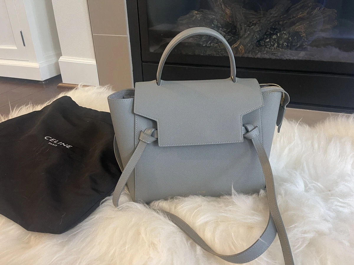 authentic Celine MICRO BELT BAG IN GRAINED CALFSKIN CLOUD grey ☁️