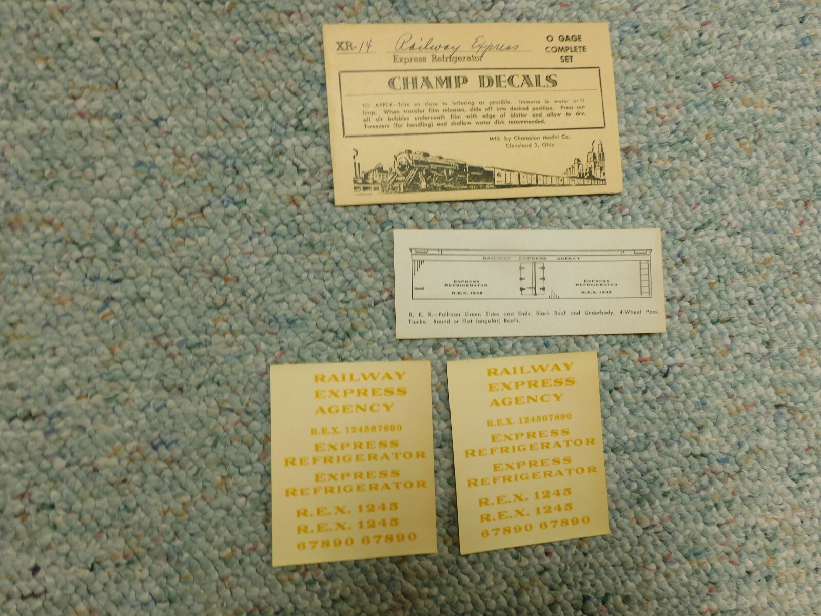 Champ decals O Gauge XR-14 Railway Express express refrigerator H-221