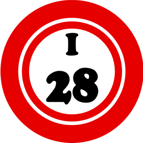 I 28 I28 Bingo Ball 3 Pack Circle Stickers 3" x 3" Hobby Number