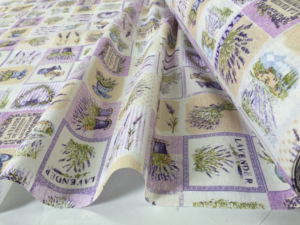 Tapicería de cortinas florales de tela de algodón con estampado de lavanda fr... - Imagen 2 de 4