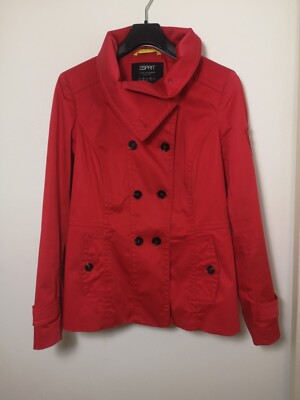 Trench Coat  von Esprit! Jacke Gr. 40 neuwertig  Kurzmantel Rot Stehkragen vario