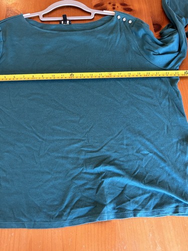 Talbots Sz 1X Teal Blue Pullover Longsleeve Top Cotton Stretch Bling Casual - Picture 6 of 7