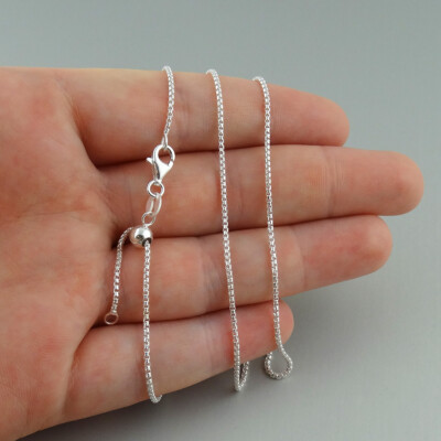 1.25mm Half Round Box Chain Necklace - 925 Sterling Silver