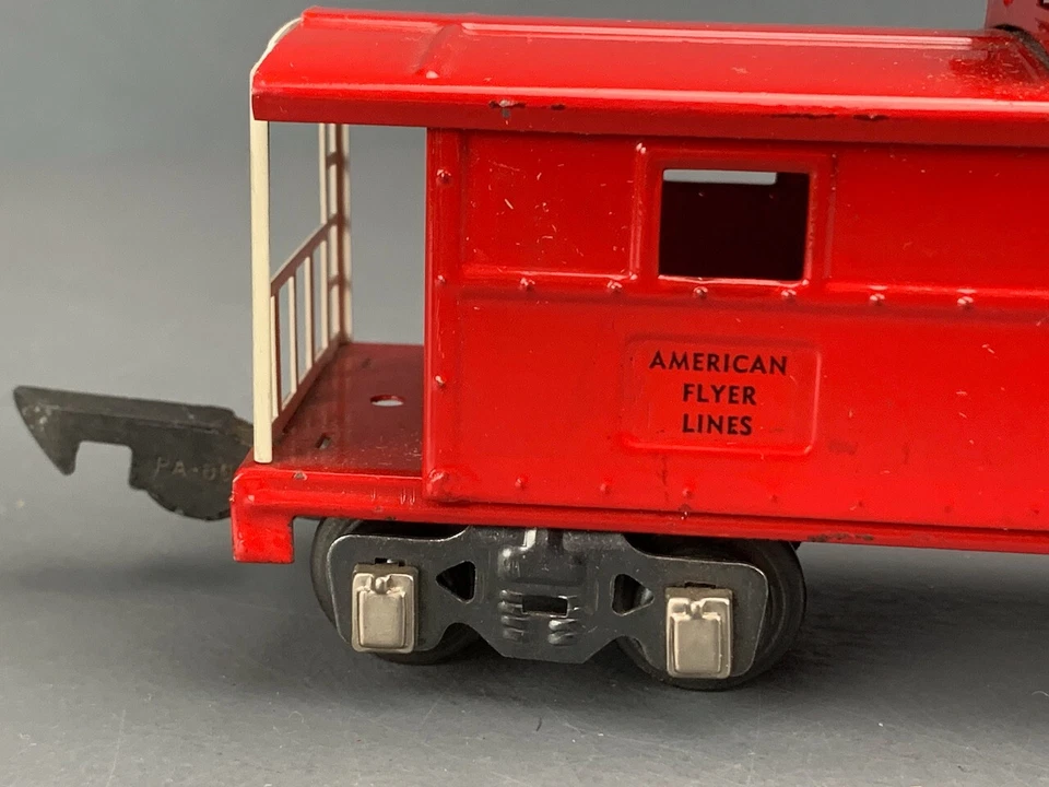 American Flyer Prewar Tinplate #484L Caboose, Red, Illuminated S0148 - Image 2 of 4