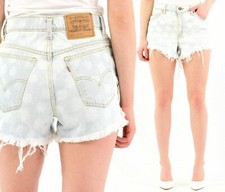 90s Vintage Women's Levis 941 Light Wash High Waist Shorts Size 6 to 8
