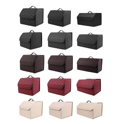 Auto Cargo Container Bag Leather Car Trunk Organizer Multifunctional Storage Box
