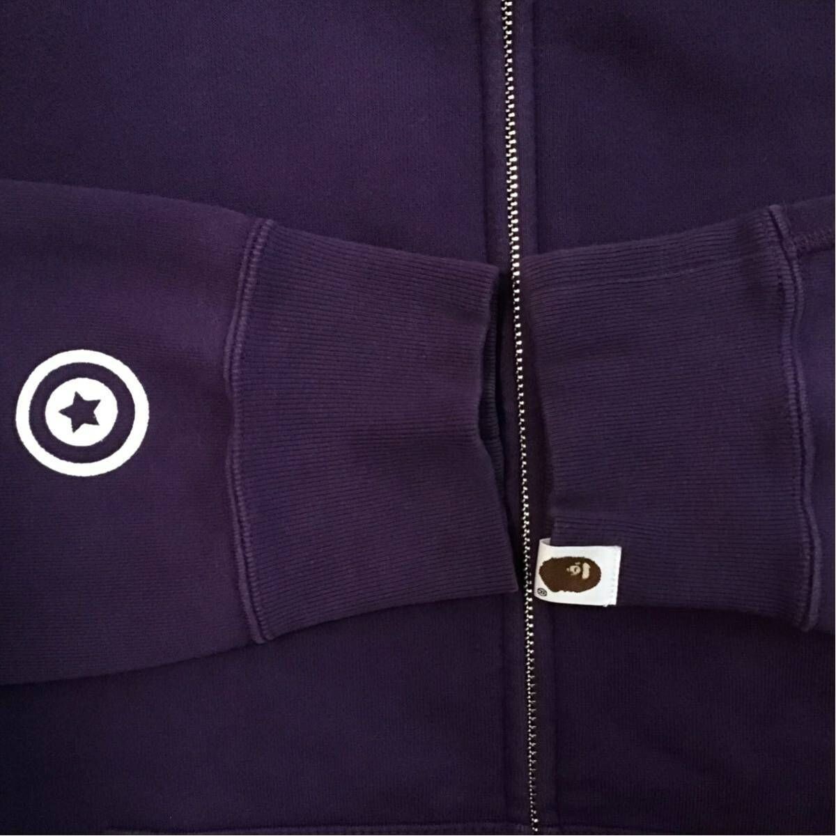 a bathing ape purple 1st camo green shark hoodie size L Used From