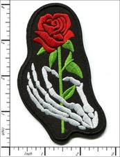 30 Pcs Embroidered Iron on patches Skull Hand with Rose Flower 55x100mm AP021hF
