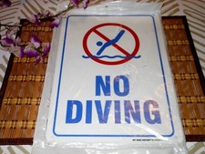 Caution No Diving Sign, 10  x 14  Industrial Grade Aluminum, Rust Free Fadeproof