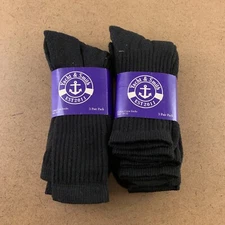 Yacht & Smith Mens Size 10-13 Black Cotton Blend Crew Socks 6 Pair Pack NWT