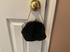 Vintage La Regale Evening Bag, Clutch Purse Beads Sequin Black Lined