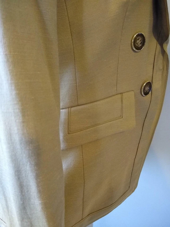 全新带标签 $295 复古 ETCETERA 尺寸 2 RATTAN EXECUTIVE 棉亚麻西装外套 — 第 4/4 张图片