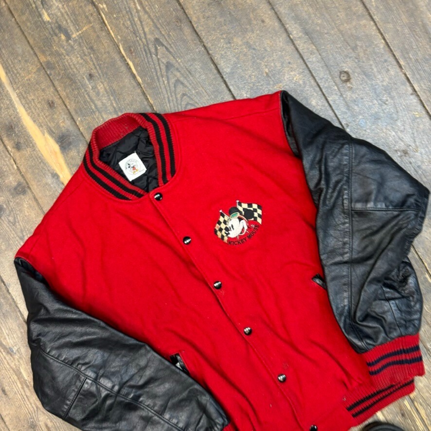 Mickey Letterman Bomber Jacket Vintage Racing Sports Coat, Red, Mens Large image 3