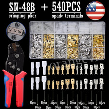 540PCS Terminal Electrical Wire Connectors SN-48B Crimping Tool Crimper Pliers