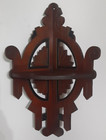 Antique Hand Carved Wooden Corner 1 Shelf Eastlake Ornate Wood black & brown