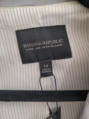 Banana Republic Wool Blend Career Long & Lean One Button Blazer Jacket Women 14 - Picture 6 of 12