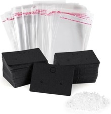 100Pcs Earring Cards with 100Pcs Self Adhesive Bags for Earrings Jewelry Display