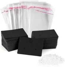 100Pcs Earring Cards with 100Pcs Self Adhesive Bags for Earrings Jewelry Display