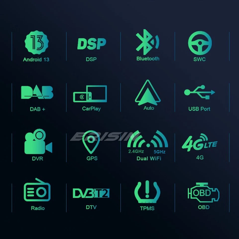 8-Kern Android 13 Autoradio GPS DSP OBD DAB+CarPlay 64GB Fiat 500 500C 500S 500E - Bild 2 von 4