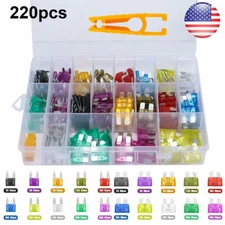 220pc Medium & Small Car Truck Auto Blade Fuse Assortment Kit Box 2A-35A Amp USA