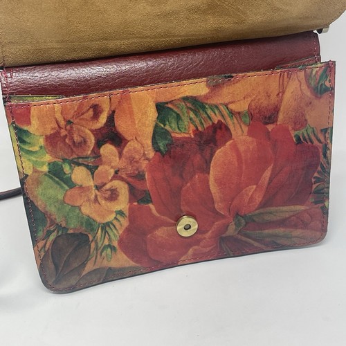 Patricia Nash Sienna Sunset Crossbody Bag Handtasche 2 Flap Burgundy Floral Leder - Bild 4 von 19