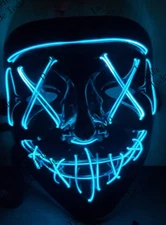 Halloween Glowing Mask Led lit lighted blue iced ice