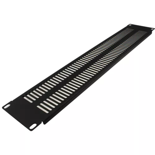 2u blanking plate for comms/network/studio data cabinet rack 19inch vented black image 2