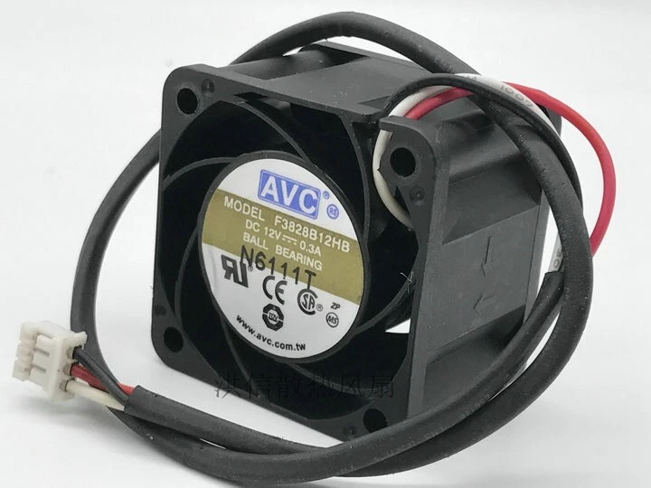AVC F3828B12HB DC12V 0.3A 3828 3.8CM 3-wire ball cooling fan 3pin - Image 2 of 3
