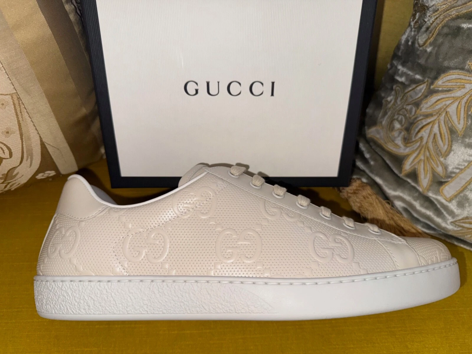 Baskets monogram GUCCI Ace * beige marron * taille US 12 / 45 * NEUVES *