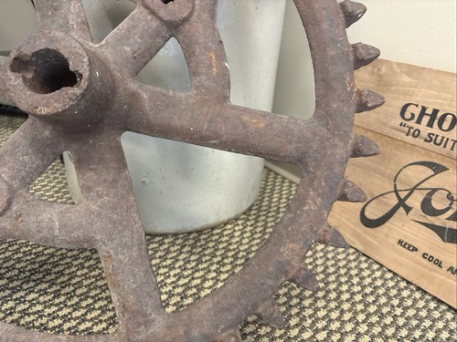 Antique 21” Cast Iron Gear Vintage Sprocket Steampunk Industrial Cog Farm Wheel - Picture 7 of 24