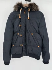 Hugo Boss BALDESSARINI Puffer Jacket Men’s 52 Blue Down Fur Trim Hooded Parka