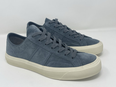 $890 TOM FORD Cambridge Suede Low Top Sneakers Size US 8, EU 41, Slate Blue, New